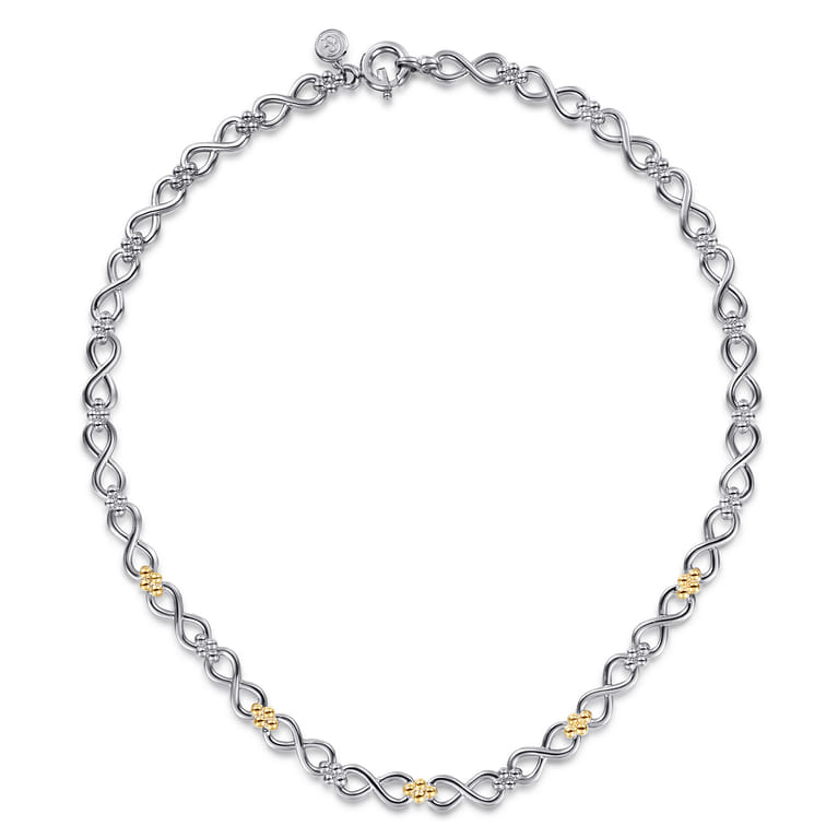 Infinity - 14K Yellow Gold and 925 Sterling Silver Bujukan Infinity Link Chain Necklace - Shot 2