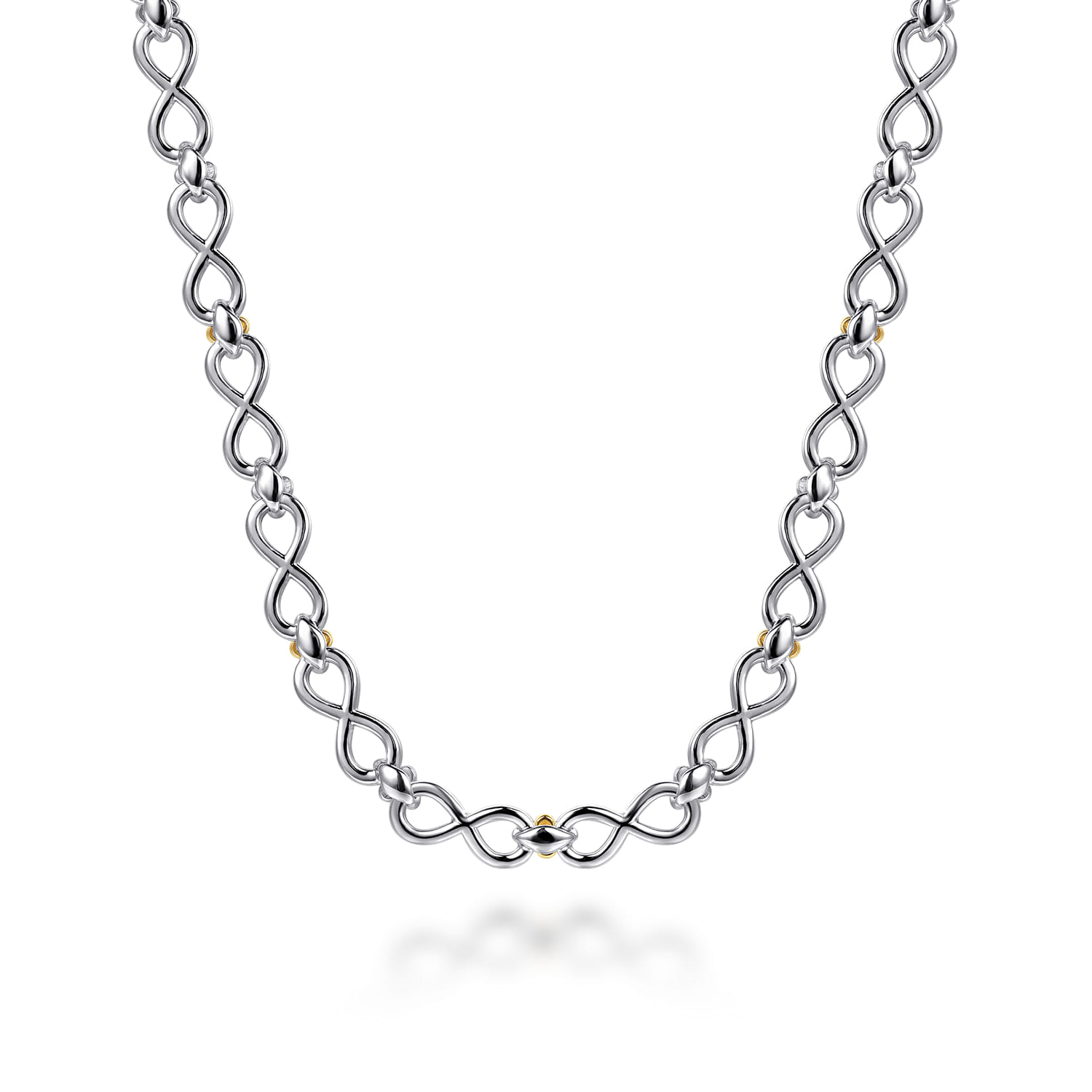 Infinity - 14K Yellow Gold and 925 Sterling Silver Bujukan Infinity Link Chain Necklace - Shot 4