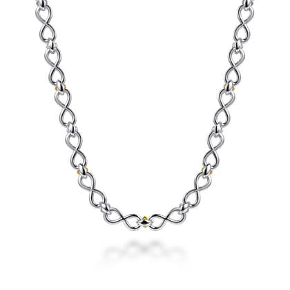 Infinity - 14K Yellow Gold and 925 Sterling Silver Bujukan Infinity Link Chain Necklace