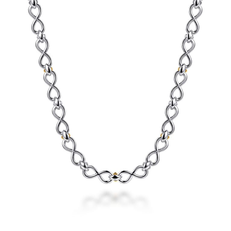 Infinity - 14K Yellow Gold and 925 Sterling Silver Bujukan Infinity Link Chain Necklace - Shot 4