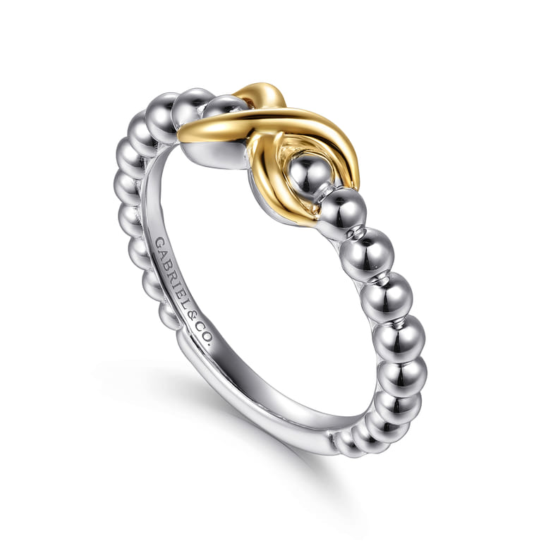 Infinity - 14K Yellow Gold and 925 Sterling Silver Bujukan Infinity Ring - Shot 3