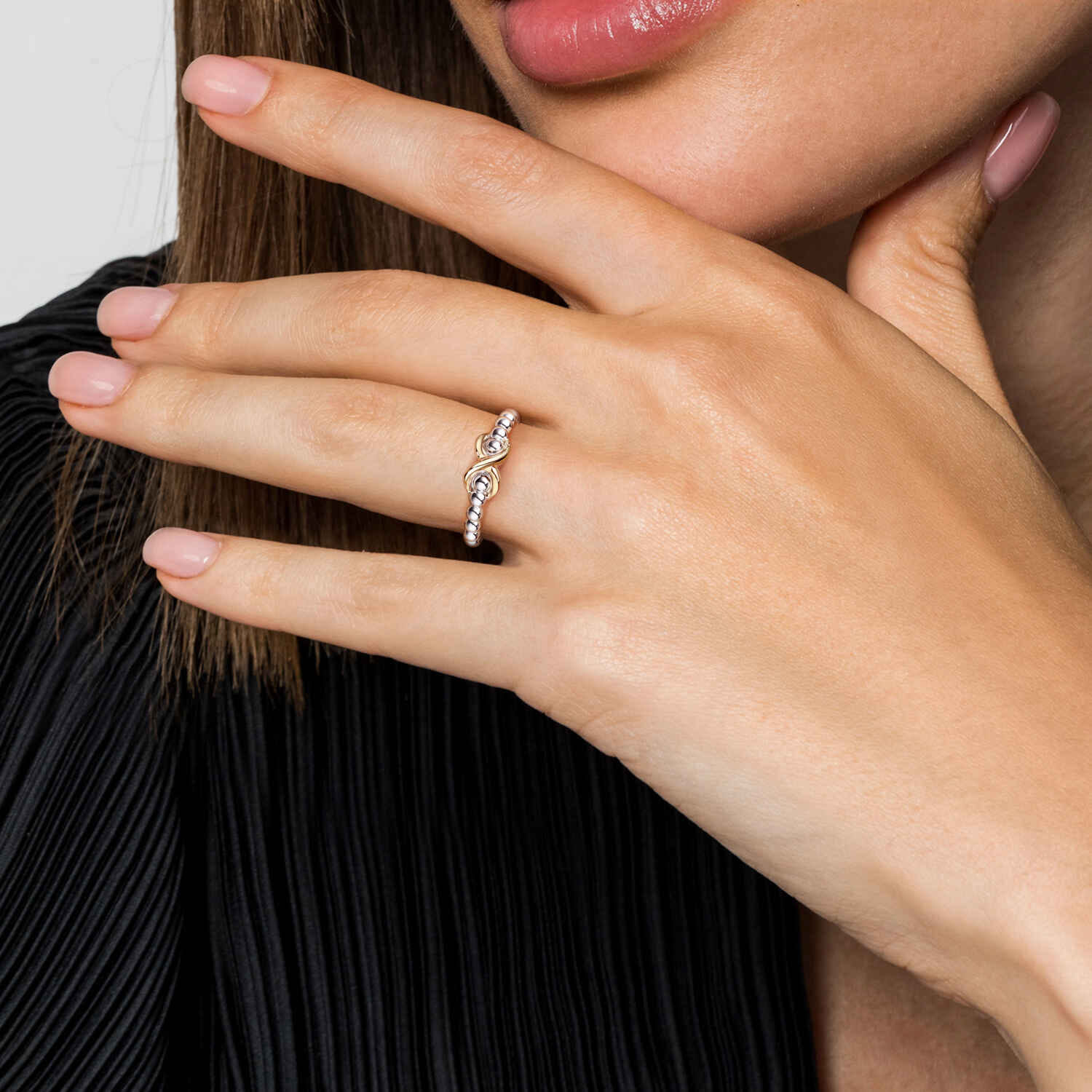 Infinity - 14K Yellow Gold and 925 Sterling Silver Bujukan Infinity Ring - Shot 5