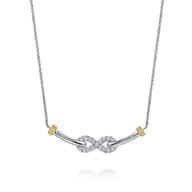 Infinity - 14K Yellow Gold and 925 Sterling Silver Bujukan White Sapphire Infinity Bar Necklace
