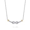Infinity - 14K Yellow Gold and 925 Sterling Silver Bujukan White Sapphire Infinity Bar Necklace
