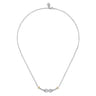 Infinity - 14K Yellow Gold and 925 Sterling Silver Bujukan White Sapphire Infinity Bar Necklace