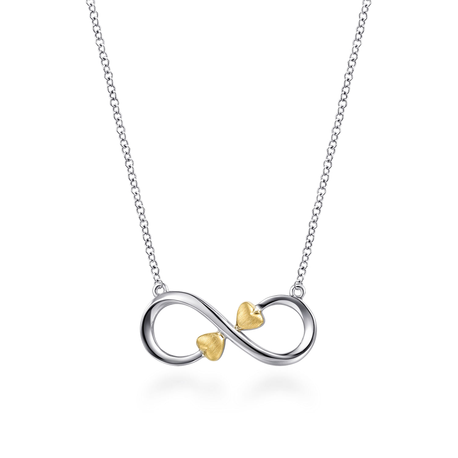 Infinity - 14K Yellow Gold and 925 Sterling Silver Infinity Heart Pendant Necklace