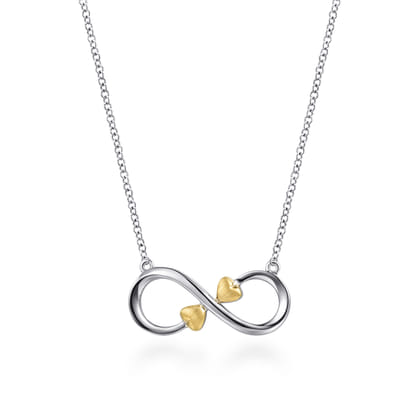 Infinity - 14K Yellow Gold and 925 Sterling Silver Infinity Heart Pendant Necklace