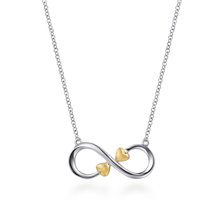 Infinity - 14K Yellow Gold and 925 Sterling Silver Infinity Heart Pendant Necklace - Shot 1