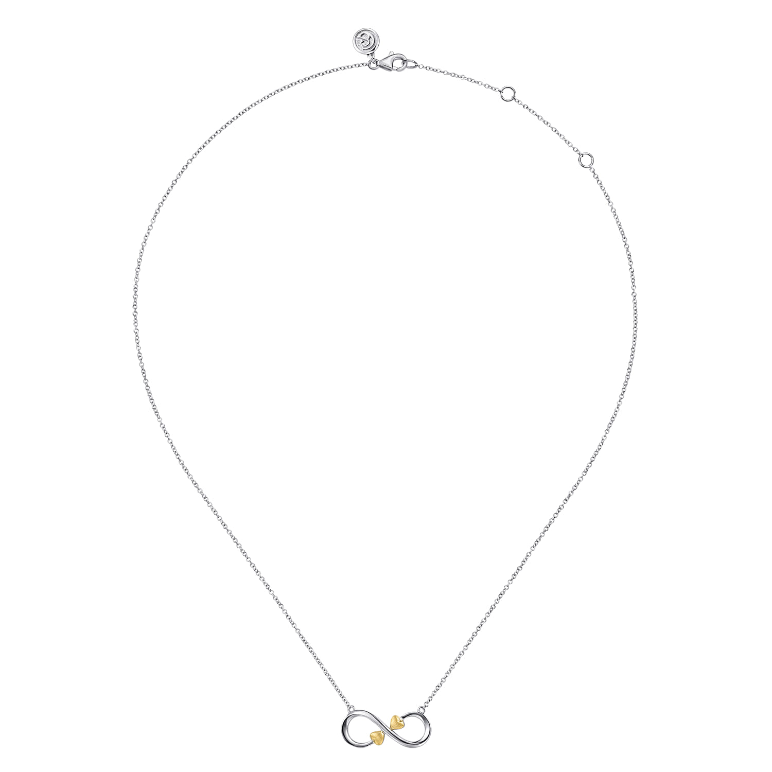 Infinity - 14K Yellow Gold and 925 Sterling Silver Infinity Heart Pendant Necklace