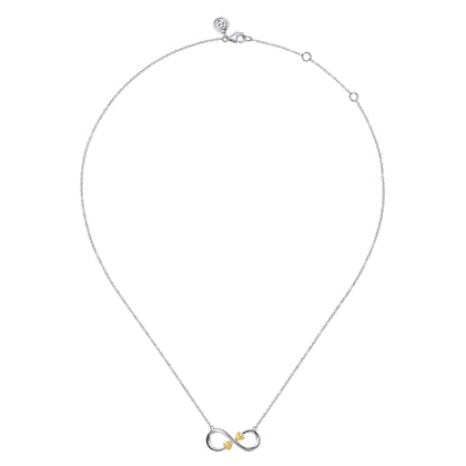 Infinity - 14K Yellow Gold and 925 Sterling Silver Infinity Heart Pendant Necklace