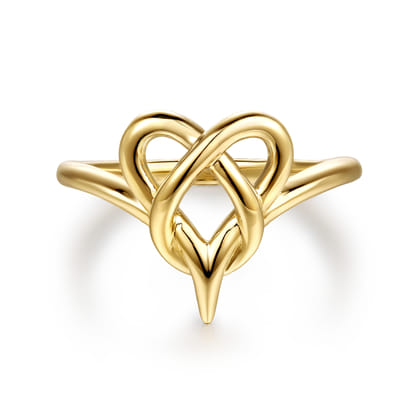 Infinity - 14K Yellow Plain Gold Heart Infinity Ring