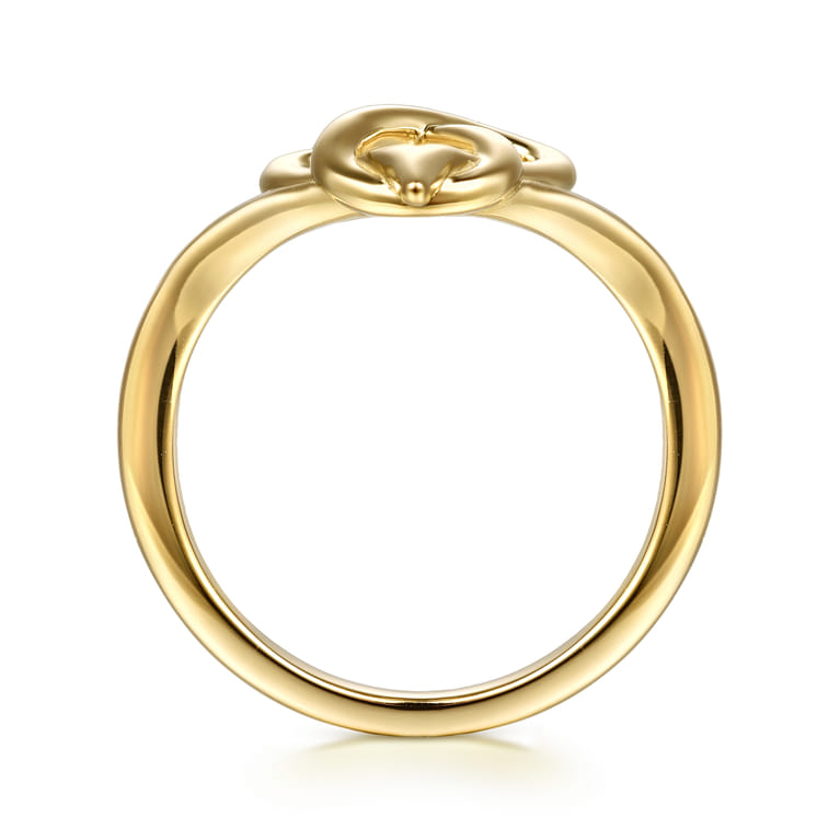 Infinity - 14K Yellow Plain Gold Heart Infinity Ring - Shot 2