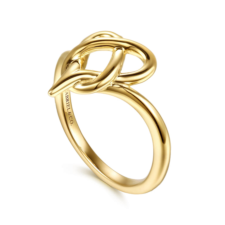 Infinity - 14K Yellow Plain Gold Heart Infinity Ring - Shot 3