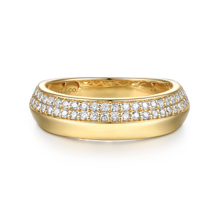 Straight Wedding Ring in 14k Yellow Gold with Round Natural Diamond at Gabriel & Co. - Shot 1