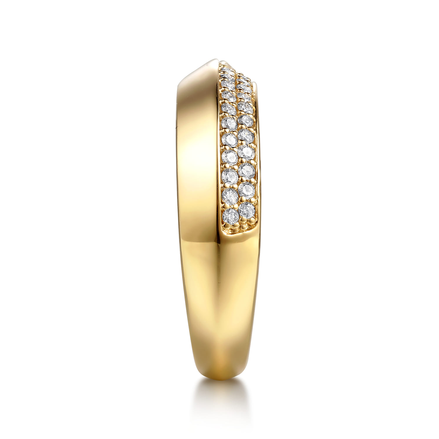 Straight Wedding Ring in 14k Yellow Gold with Round Natural Diamond at Gabriel & Co. - Shot 4