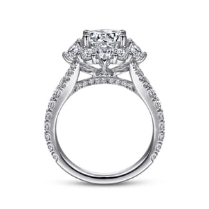 Iolana - 14K White Gold Fancy Halo Round Diamond Engagement Ring