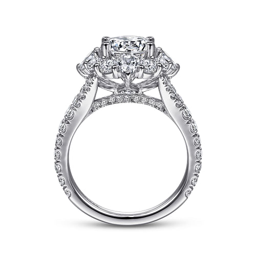Iolana - 14K White Gold Fancy Halo Round Diamond Engagement Ring - 1.86 ct - Shot 2