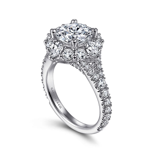 Iolana - 14K White Gold Fancy Halo Round Diamond Engagement Ring - 1.86 ct - Shot 3