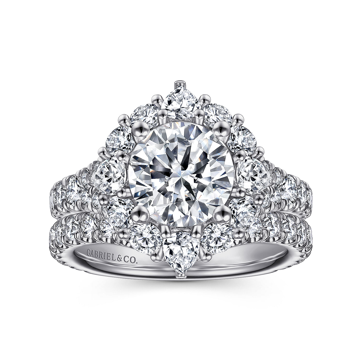 Iolana - 14K White Gold Fancy Halo Round Diamond Engagement Ring - 1.86 ct - Shot 4