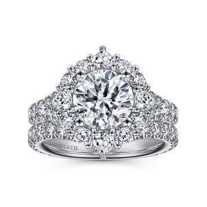 Iolana - 14K White Gold Fancy Halo Round Diamond Engagement Ring