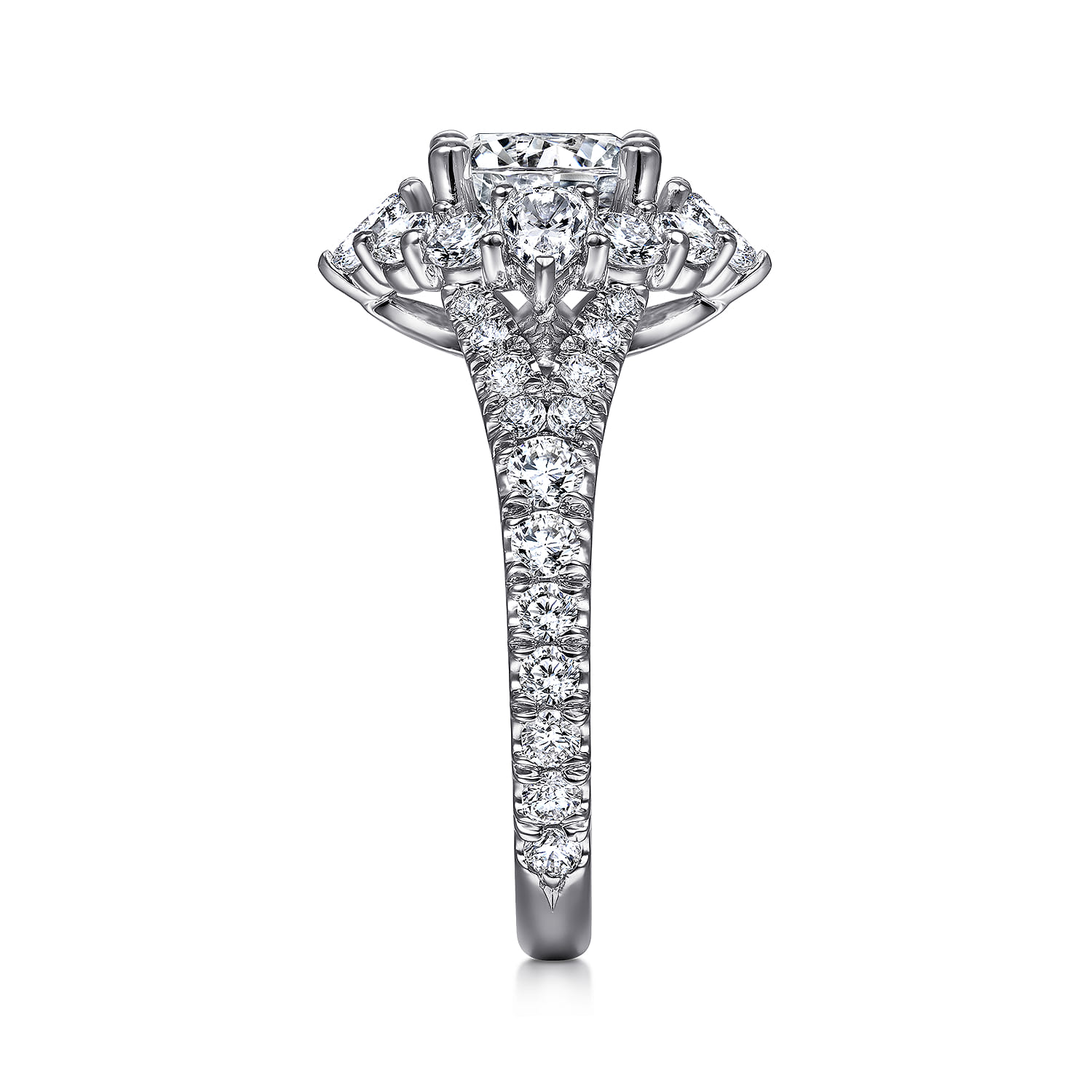 Iolana - 14K White Gold Fancy Halo Round Diamond Engagement Ring