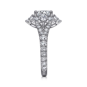 Iolana - 14K White Gold Fancy Halo Round Diamond Engagement Ring
