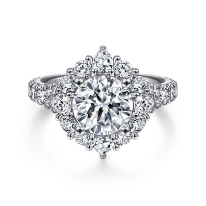 Iolana - Platinum Fancy Halo Round Diamond Engagement Ring