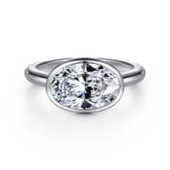 Irene - 14K White Gold East West Bezel Set Diamond Engagement Ring