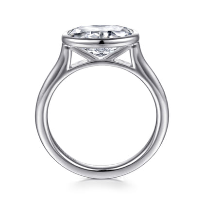 Irene - 14K White Gold East West Bezel Set Diamond Engagement Ring