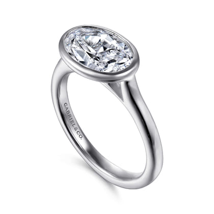 Irene - 14K White Gold East West Bezel Set Diamond Engagement Ring