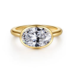 Irene - 14K Yellow Gold East West Bezel Set Oval Diamond Engagement Ring
