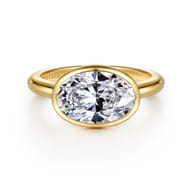 Irene - 14K Yellow Gold East West Bezel Set Oval Diamond Engagement Ring