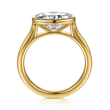 Irene - 14K Yellow Gold East West Bezel Set Oval Diamond Engagement Ring