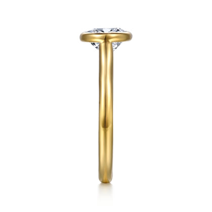 Irene - 14K Yellow Gold East West Bezel Set Oval Diamond Engagement Ring