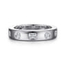 Straight Wedding Ring in 14k White Gold with Emerald Cut Natural Diamond at Gabriel & Co.