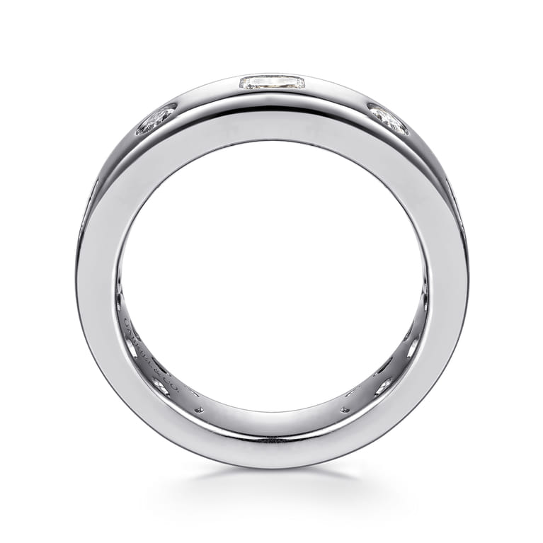 Straight Wedding Ring in 14k White Gold with Emerald Cut Natural Diamond at Gabriel & Co. - Shot 2