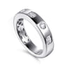 Straight Wedding Ring in 14k White Gold with Emerald Cut Natural Diamond at Gabriel & Co.