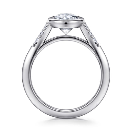 Iryna - 14K White Gold Bezel Set Oval Diamond Engagement Ring