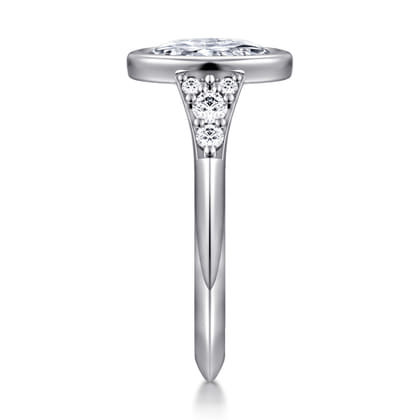 Iryna - 14K White Gold Bezel Set Oval Diamond Engagement Ring