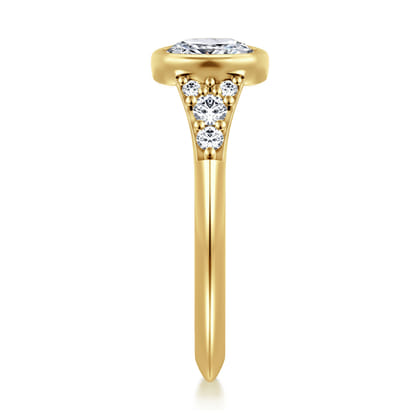 Iryna - 14K Yellow Gold Bezel Set Cushion Diamond Engagement Ring