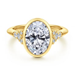 Iryna - 14K Yellow Gold Bezel Set Oval Diamond Engagement Ring