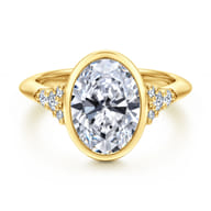 Iryna - 14K Yellow Gold Bezel Set Oval Diamond Engagement Ring