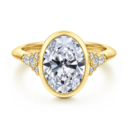 Iryna - 14K Yellow Gold Bezel Set Oval Diamond Engagement Ring