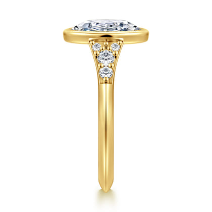 Iryna - 14K Yellow Gold Bezel Set Oval Diamond Engagement Ring