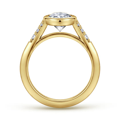 Iryna - 14K Yellow Gold Bezel Set Oval Diamond Engagement Ring