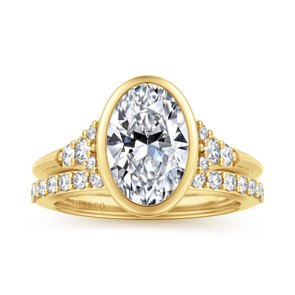 Iryna - 14K Yellow Gold Bezel Set Oval Diamond Engagement Ring