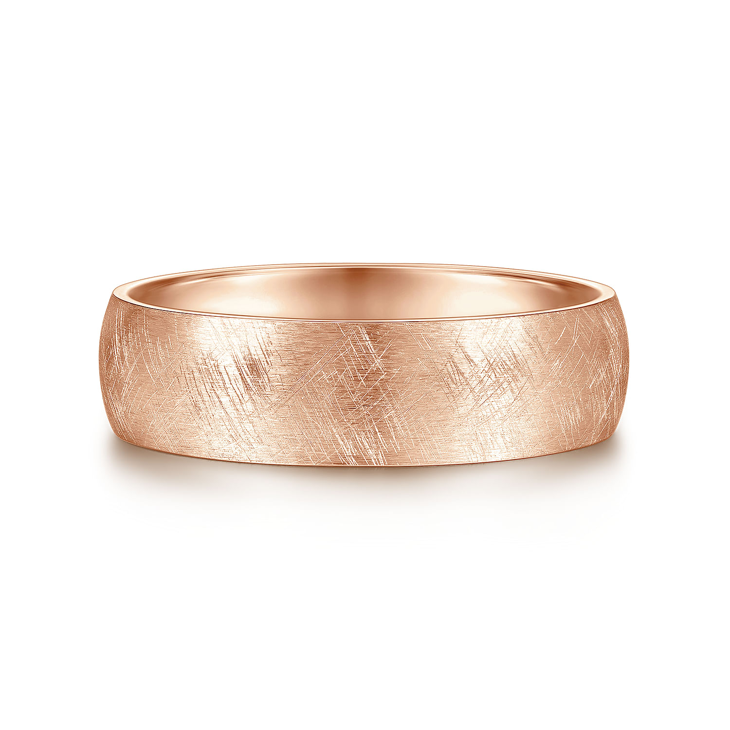 Isaac - 14K Rose Gold 6mm - Men's Wedding Band in Diamond Brush Finish