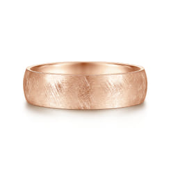 Isaac - 14K Rose Gold 6mm - Men's Wedding Band in Diamond Brush Finish