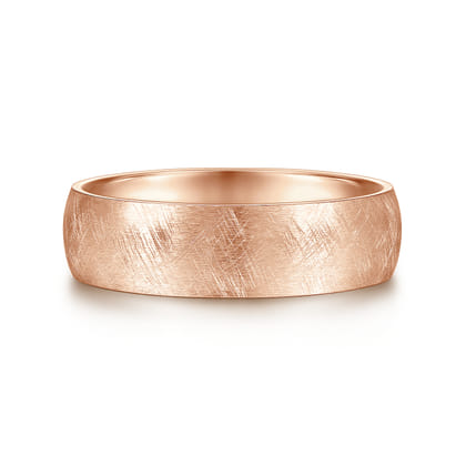 Isaac - 14K Rose Gold 6mm - Men's Wedding Band in Diamond Brush Finish