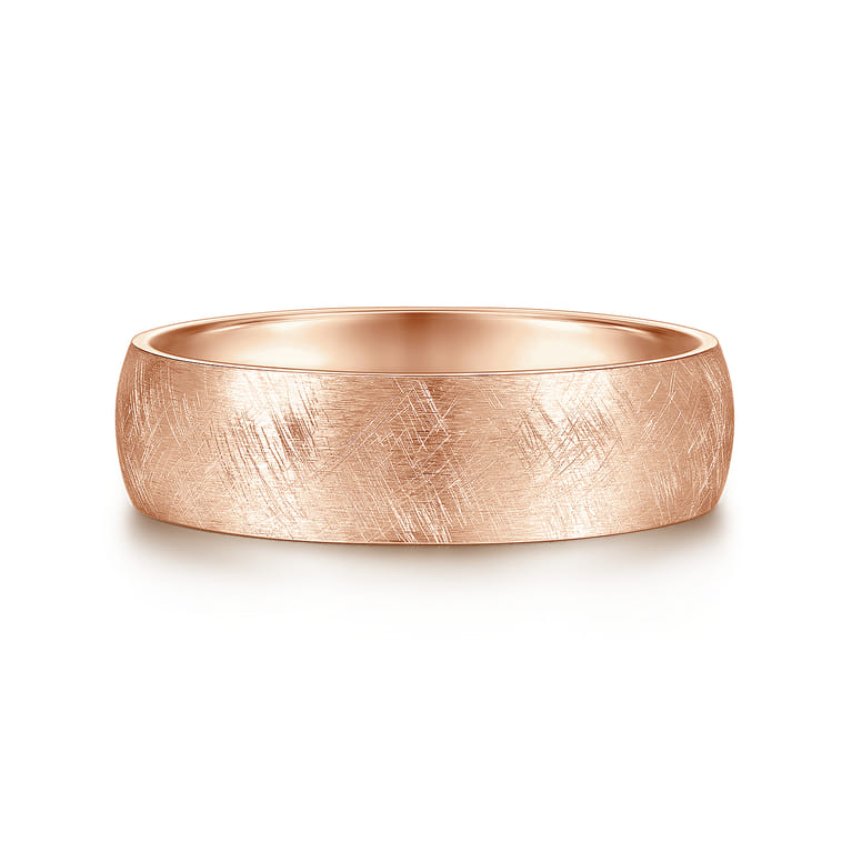 Isaac - 14K Rose Gold 6mm - Men's Wedding Band in Diamond Brush Finish - Shot 1